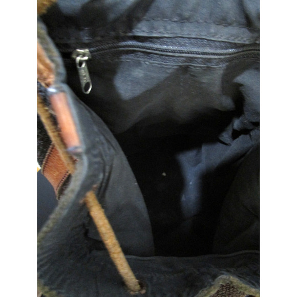 Artisan Handmade in Peru Multicolor Wool, Leather Backpack Purse - Picture 8 of 8